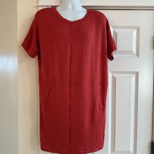 Skechers Apparel Skechluxe Dress Womens L Sunset Orange Jersey Knit Short Sleeve